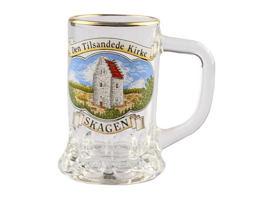 Glas Bitter m. hank m. guldkant Den tilsandede kirke#