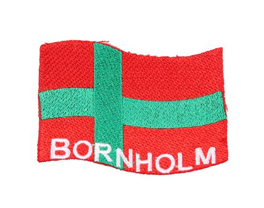 Stofmærke/ærmemærke vævet Bornholm flag 70x55 mm.