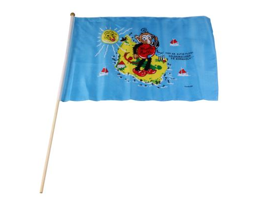 Flag Krølle-Bølle på 60 cm. træpind Flag er 30x42 cm.