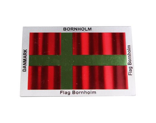 Magnet fluorescerende Bornholm flag 75x50 mm